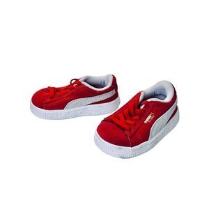 Puma Suede‎ Classic XXI Red White Toddler Boys Sneaker Shoe sz 3